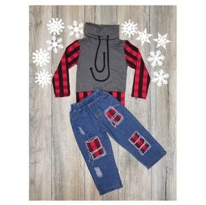 Denim & Plaid Set
